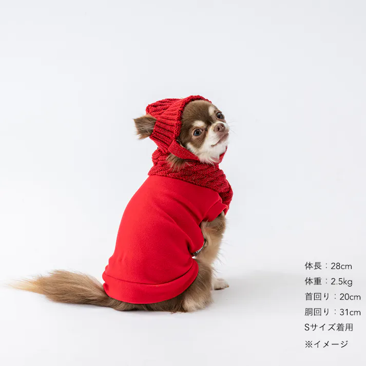 【送料無料】反射ニット帽子 レッド ペット服(犬の服)