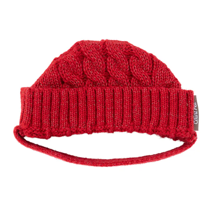 【送料無料】反射ニット帽子 レッド ペット服(犬の服)