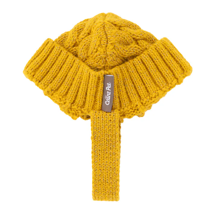 【送料無料】反射ニット帽子 マスタード ペット服(犬の服)