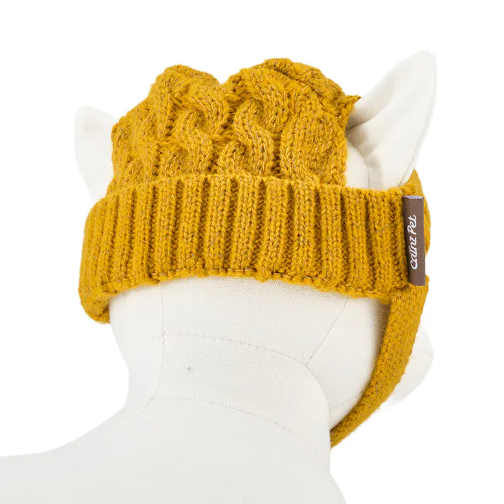 【送料無料】反射ニット帽子 マスタード ペット服(犬の服)