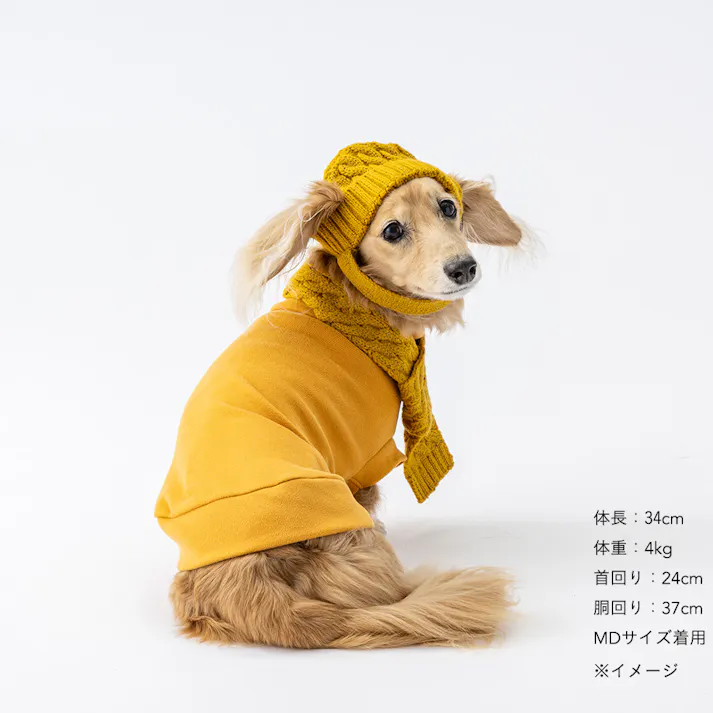 【送料無料】反射ニット帽子 マスタード ペット服(犬の服)