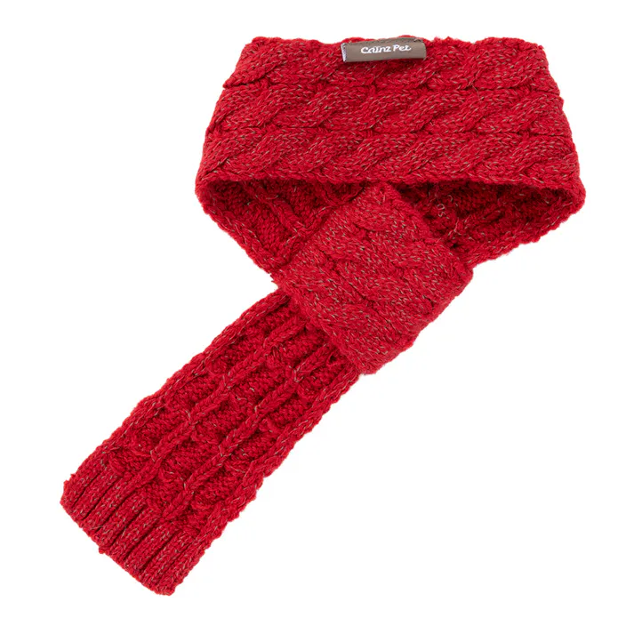 【送料無料】反射ニットマフラー レッド ペット服(犬の服)