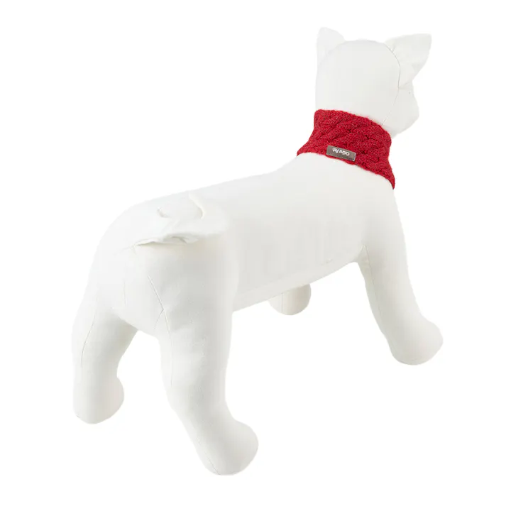 【送料無料】反射ニットマフラー レッド ペット服(犬の服)