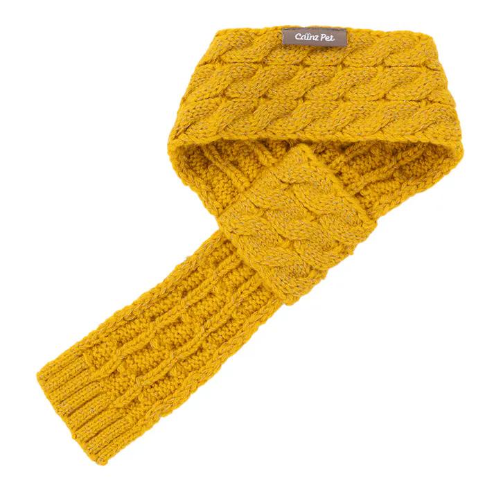 【送料無料】反射ニットマフラー マスタード ペット服(犬の服)