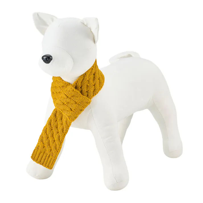 【送料無料】反射ニットマフラー マスタード ペット服(犬の服)