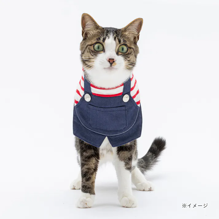 【送料無料】オーバーオール風スカーフ ネイビー ペット服(犬の服)