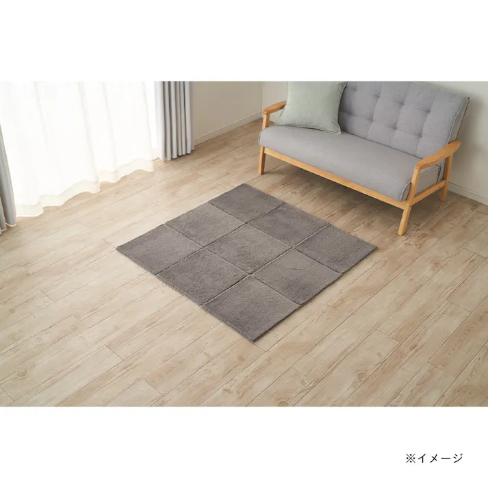 洗えるパズルラグマット プレーン グレー 幅38cm 奥行38cm 厚さ1.5cm