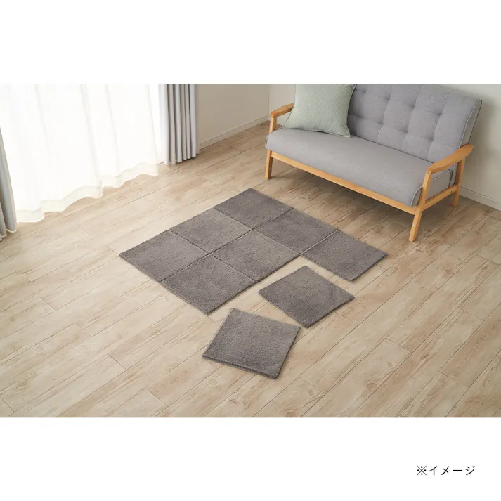 洗えるパズルラグマット プレーン グレー 幅38cm 奥行38cm 厚さ1.5cm