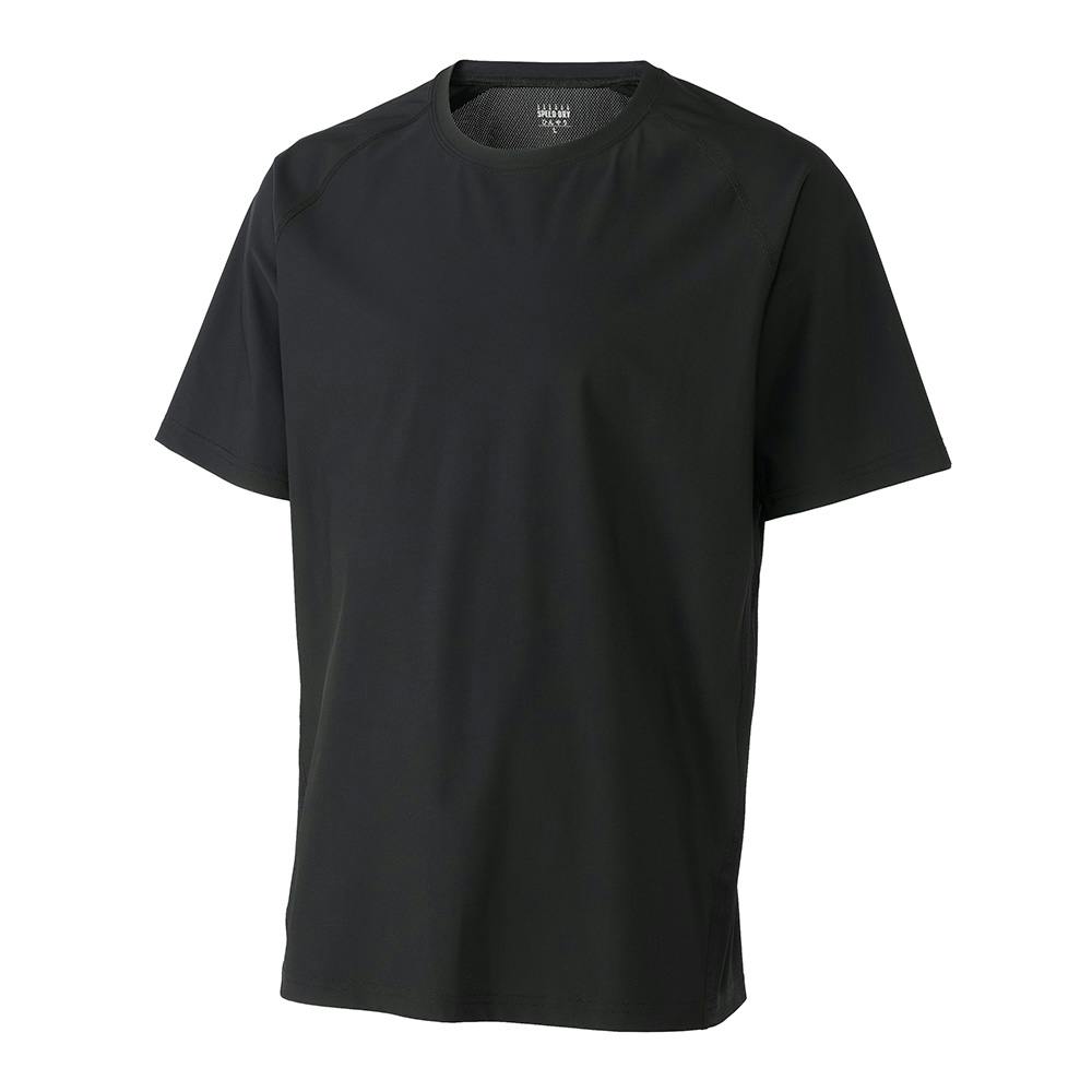 SDひんやりストレッチメッシュ切替Tシャツ 半袖 L ブラック