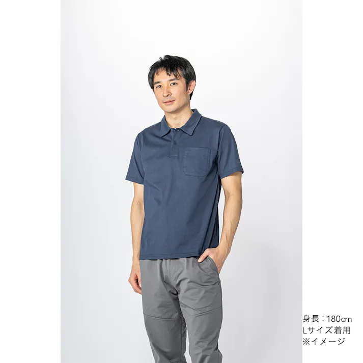 SDひんやり長続きポロシャツ 半袖 M ネイビー