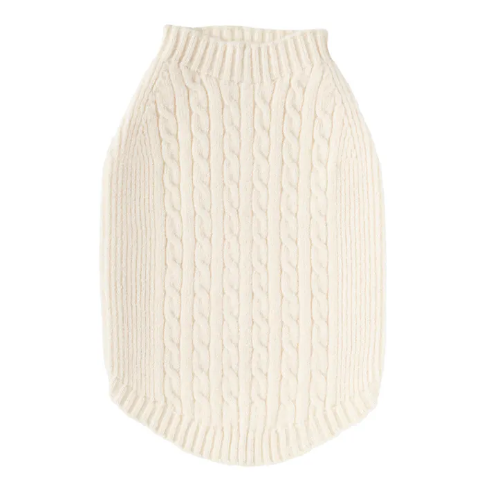 【送料無料】縫い目のない優しいニット アイボリー Mサイズ ペット服(犬の服)