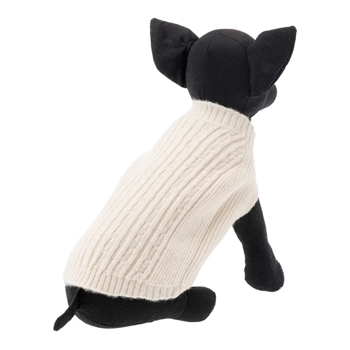 【送料無料】縫い目のない優しいニット アイボリー SDサイズ ペット服(犬の服)(販売終了)