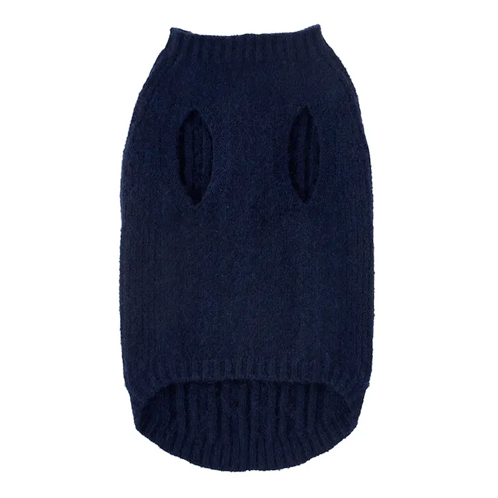 【送料無料】縫い目のない優しいニット ネイビー Mサイズ ペット服(犬の服)