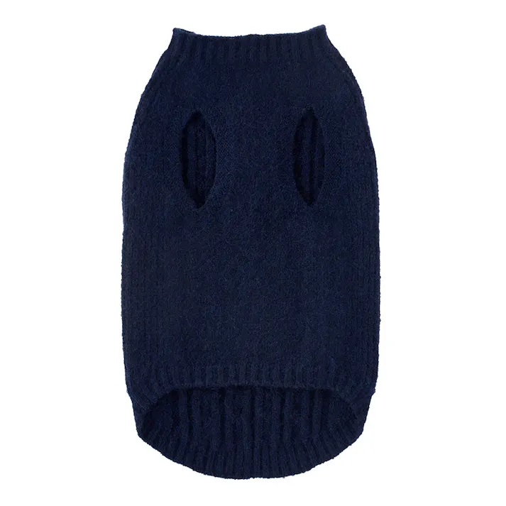 【送料無料】縫い目のない優しいニット ネイビー Lサイズ ペット服(犬の服)