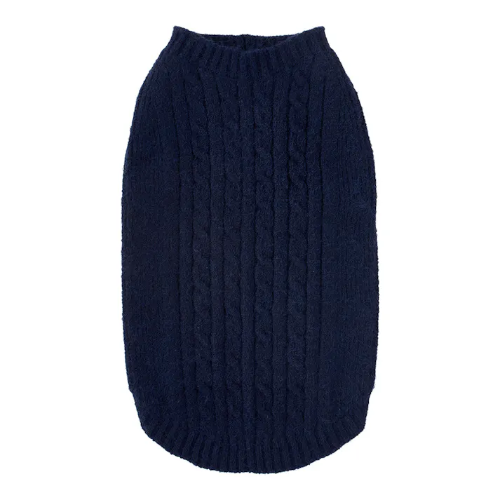 【送料無料】縫い目のない優しいニット ネイビー Lサイズ ペット服(犬の服)