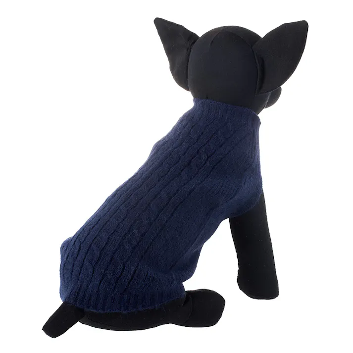 【送料無料】縫い目のない優しいニット ネイビー SDサイズ ペット服(犬の服)