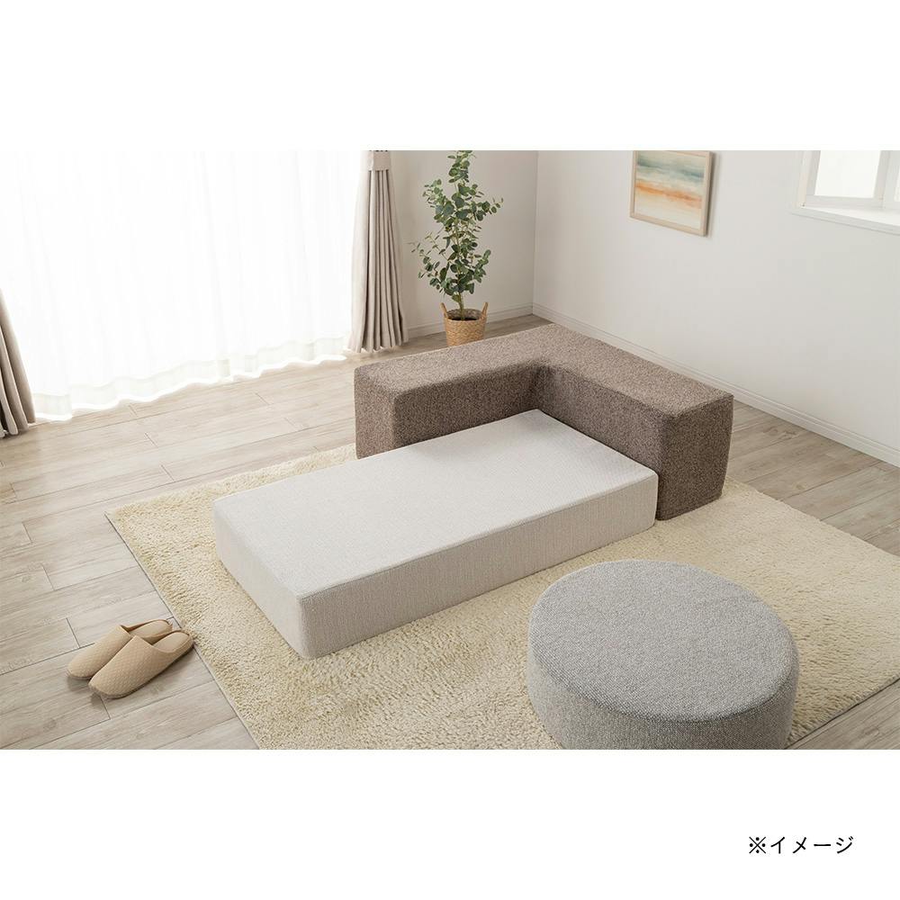 ブロックソファカバー ホワイト 幅120cm 奥行60cm 高さ18cm※カバーのみ