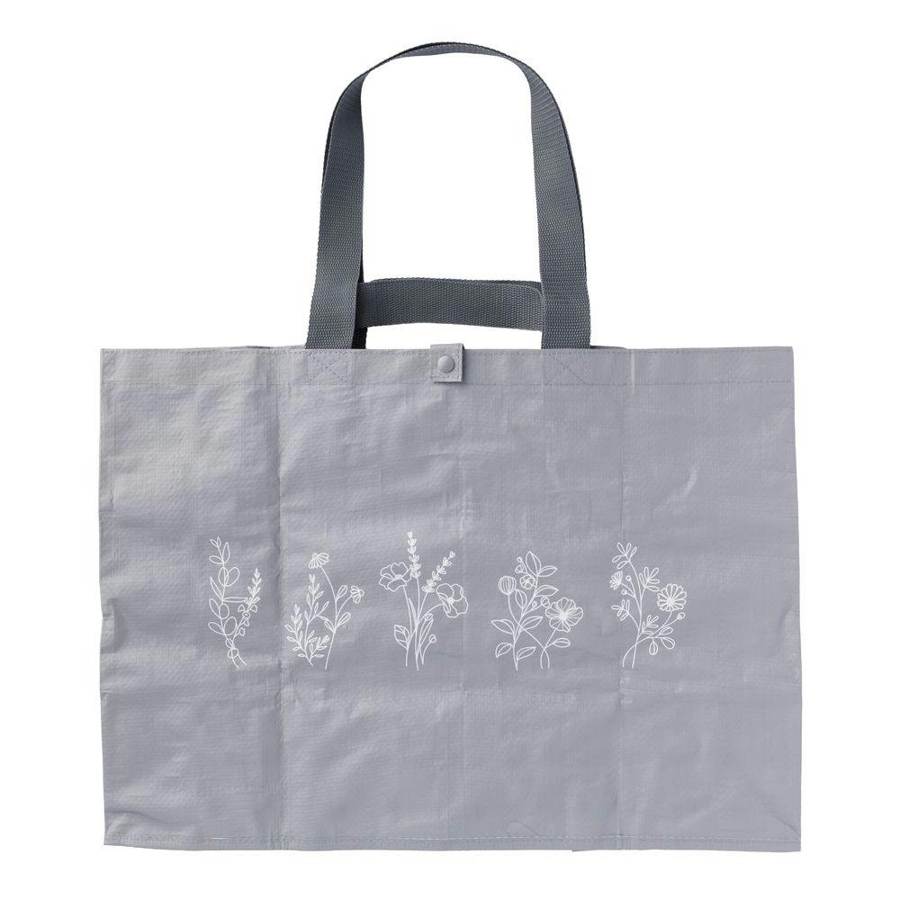 カインズ ショッピングバッグ L 花柄 グレー