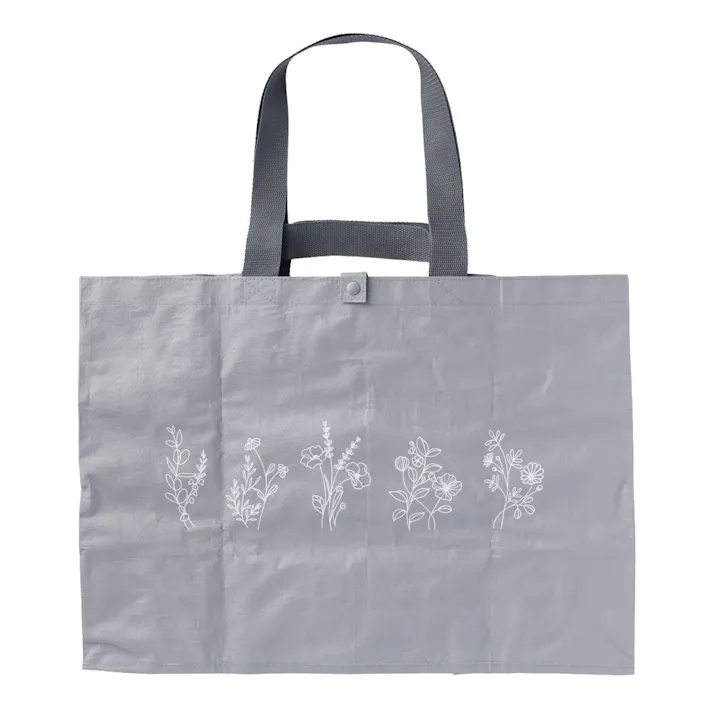 カインズ ショッピングバッグ L 花柄 グレー