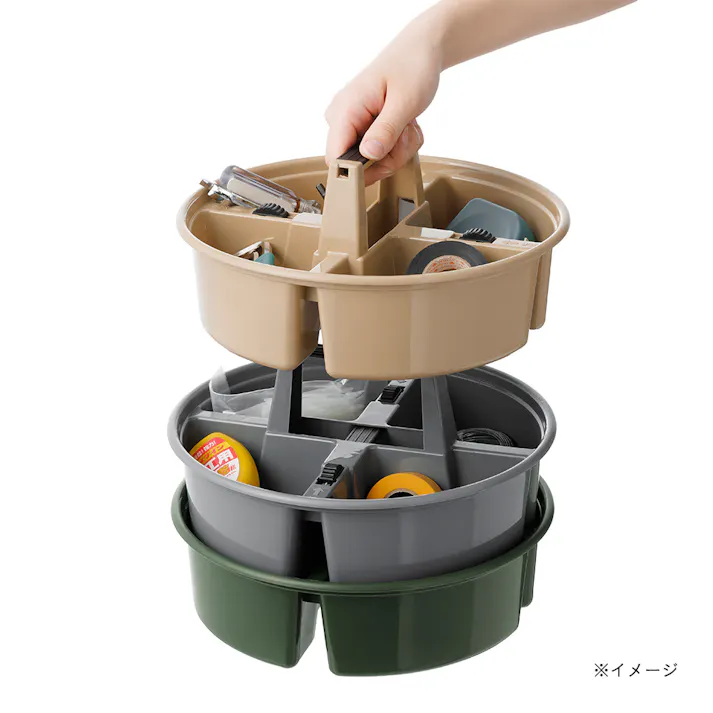 カインズ 積み重ねて使いやすいトレー カーキ 幅27.5cm 奥行27.5cm 高さ13.5cm