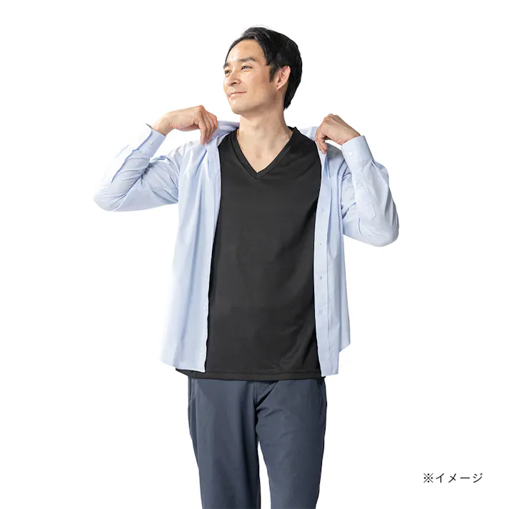 抗菌防臭SDTシャツ V首 L ブラック