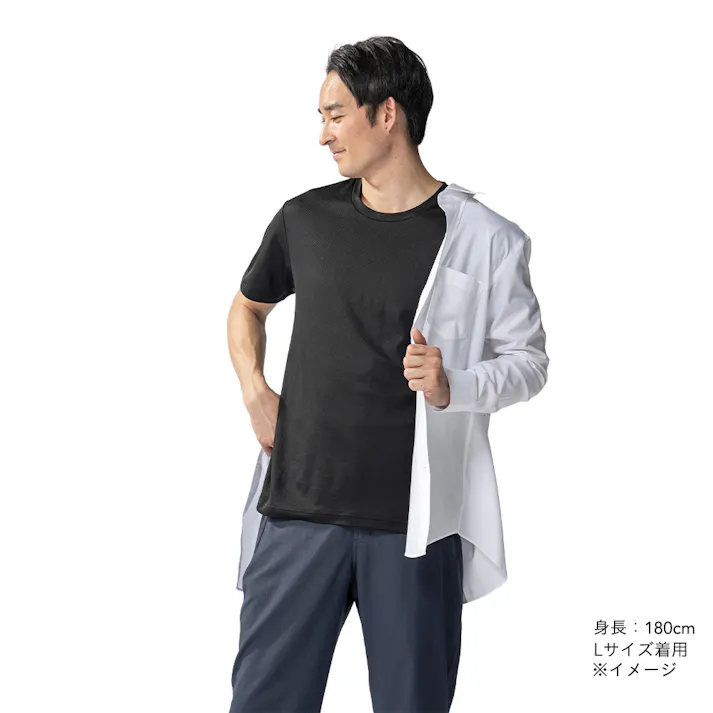 抗菌防臭綿混SDTシャツ 丸首 LL ブラック