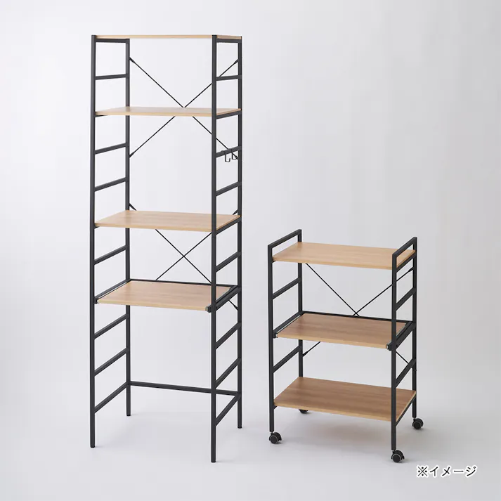 キッチンシェルフ 4段 ブラック 幅60cm 奥行44cm 高さ189cm