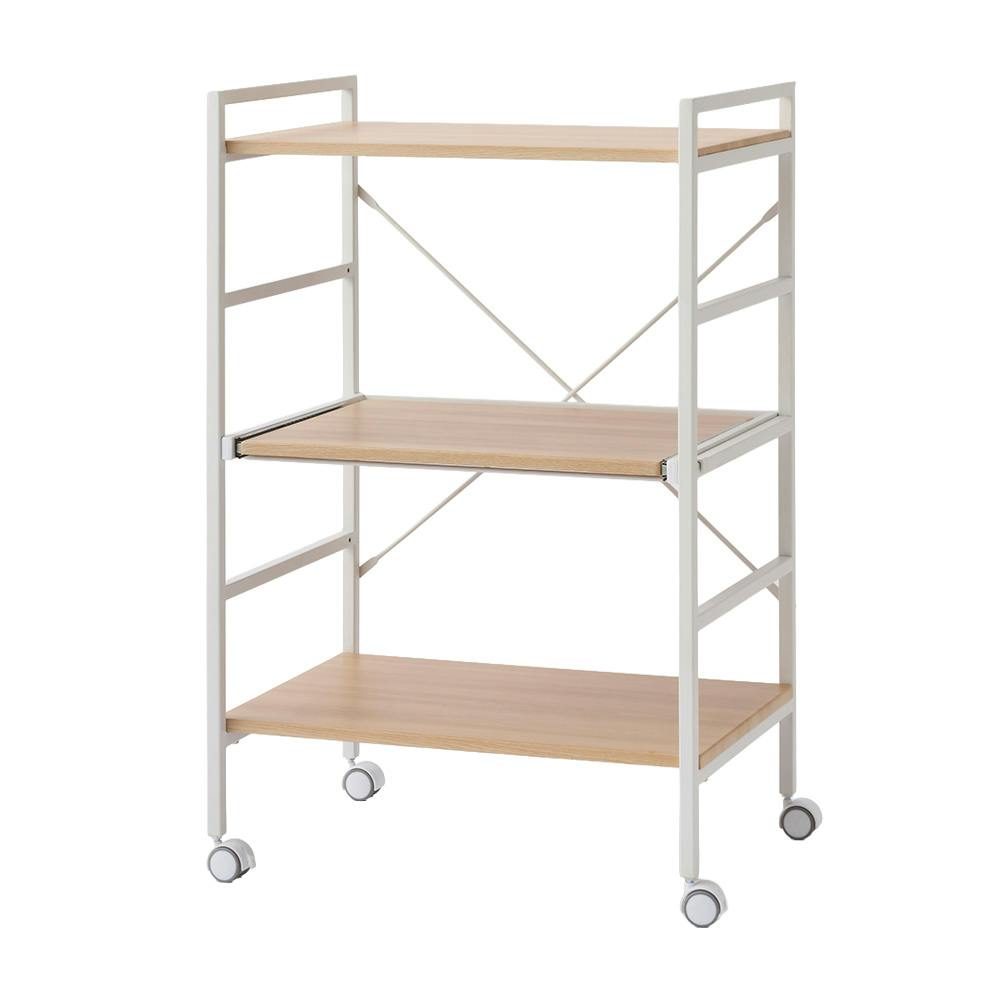 キッチンワゴン 3段 ホワイト 幅60cm 奥行44cm 高さ92cm