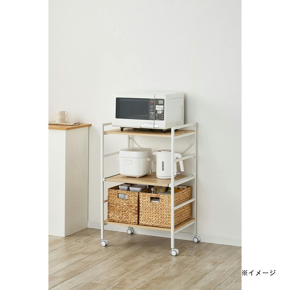 キッチンワゴン 3段 ホワイト 幅60cm 奥行44cm 高さ92cm | キッチン