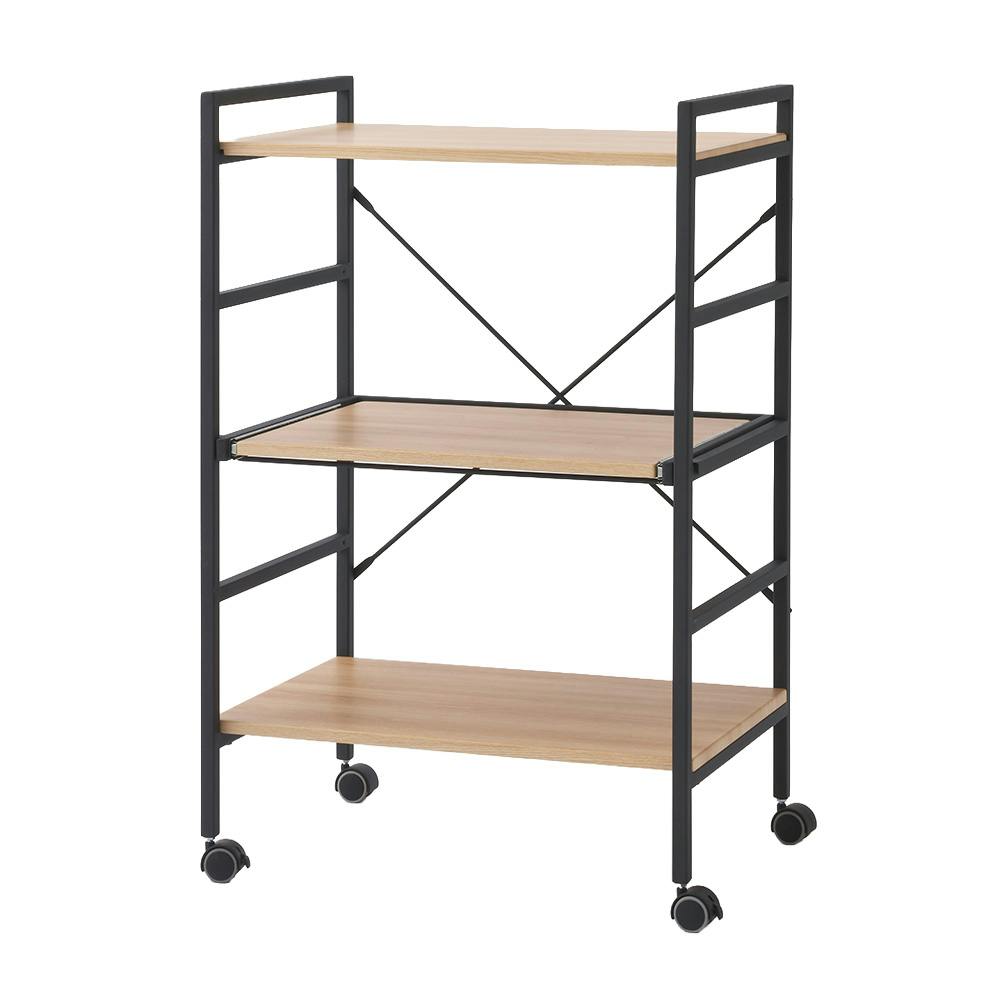 キッチンワゴン 3段 ブラック 幅60cm 奥行44cm 高さ92cm