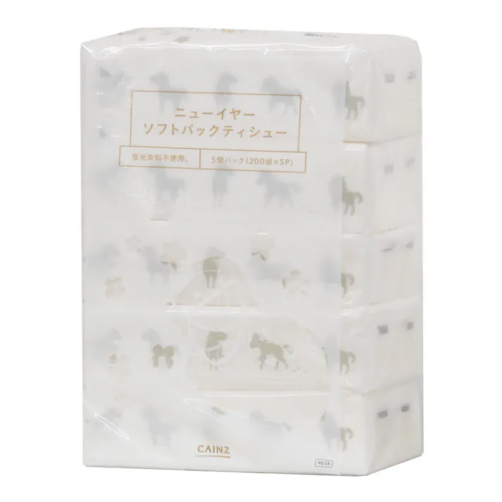 CAINZ ニューイヤーソフトパックティシュー ウマ 200組×5個パック