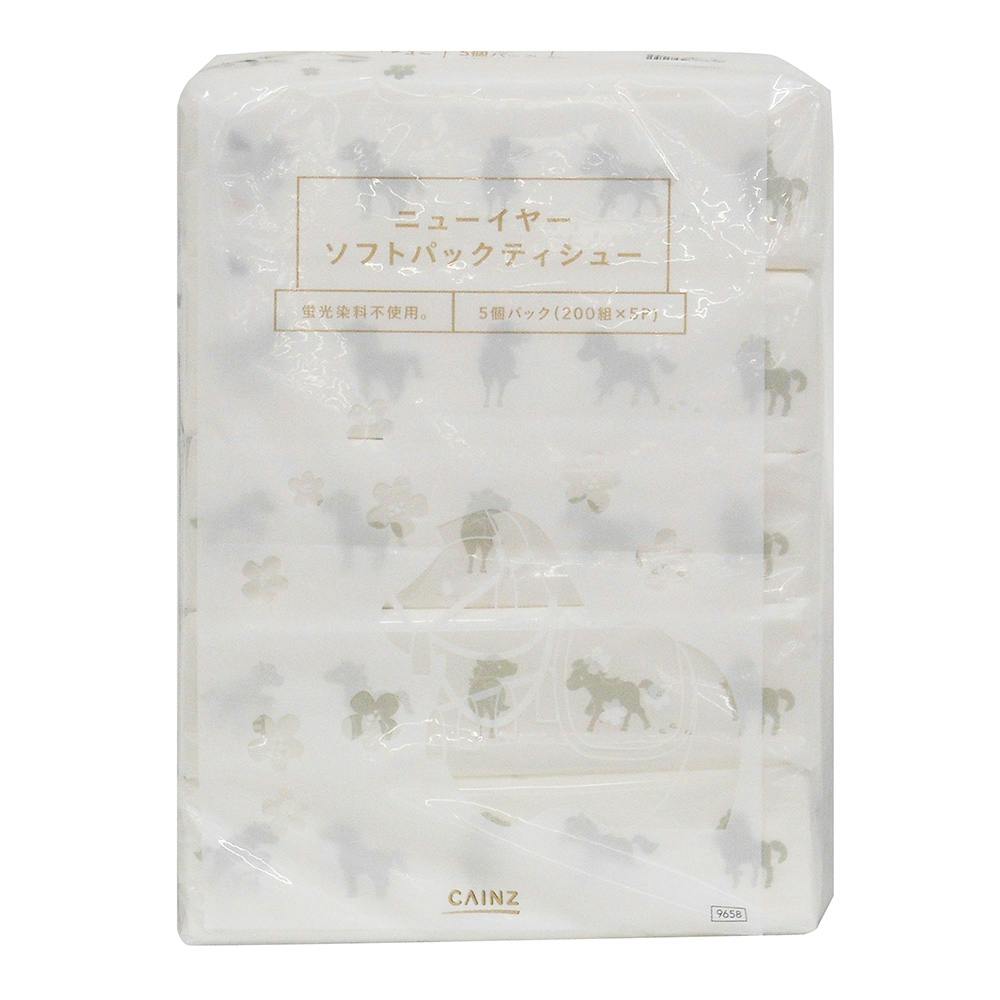 CAINZ ニューイヤーソフトパックティシュー ウマ 200組×5個パック | 紙