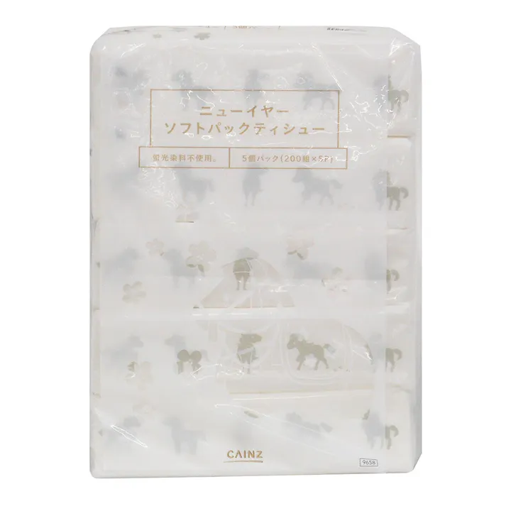 CAINZ ニューイヤーソフトパックティシュー ウマ 200組×5個パック