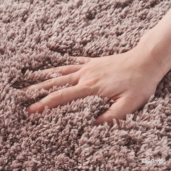 洗えるパズルラグマット シャギー ブラウン 幅38cm 奥行38cm 厚さ2cm
