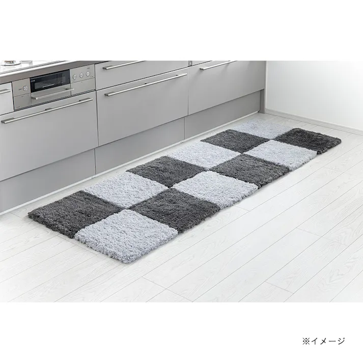 【まとめ売り】洗えるパズルラグマット 幅38cm 奥行38cm 厚さ2cm シャギー ライトグレー 12枚入