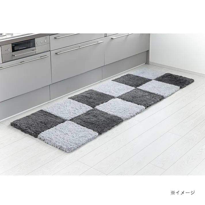 【まとめ売り】洗えるパズルラグマット 幅38cm 奥行38cm 厚さ2cm シャギー ダークグレー 12枚入