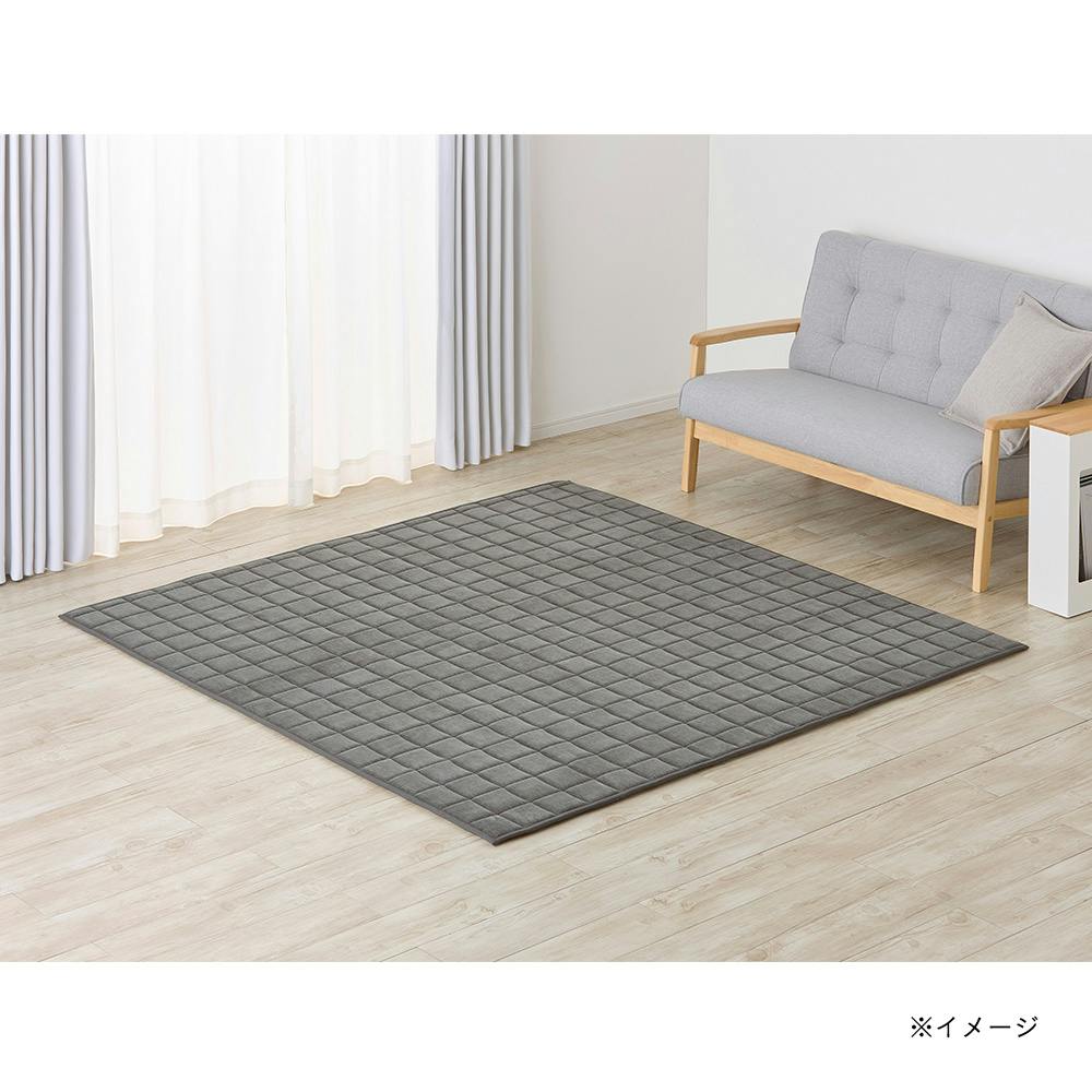 ＆Pet 洗えるクッションラグ Pitapa ブラック 幅185cm 奥行185cm