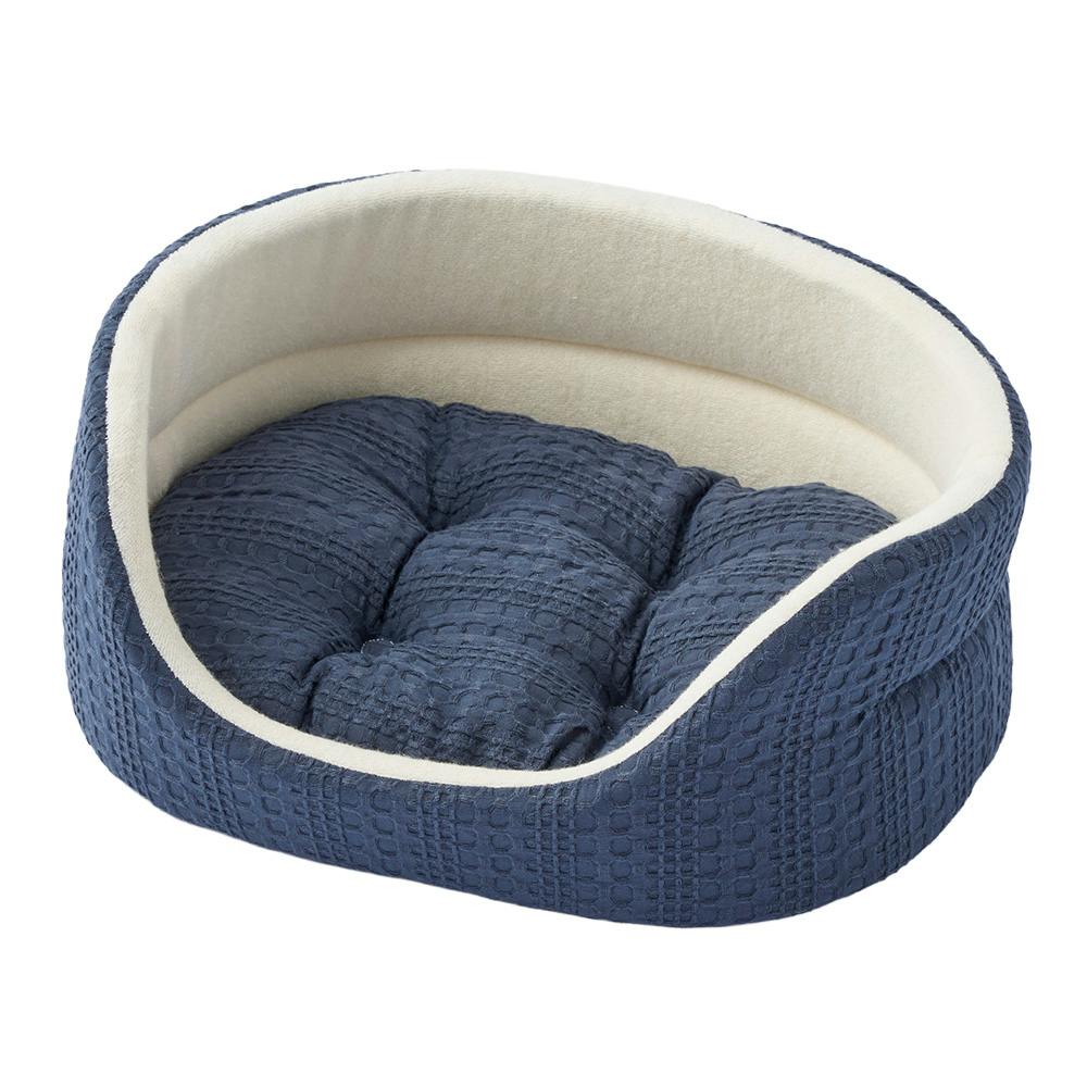 犬猫兼用 防ダニ/抗菌防臭 丸型ベッド S ネイビー