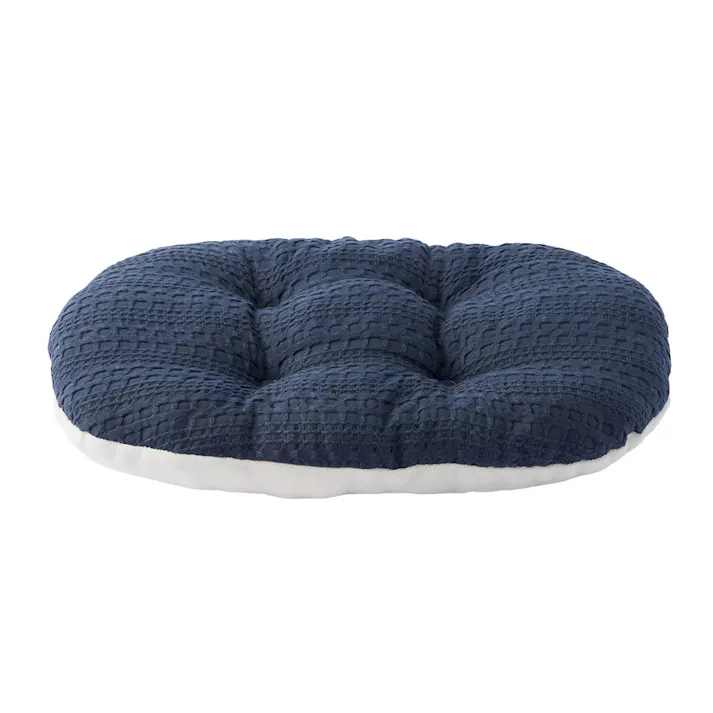 犬猫兼用 防ダニ/抗菌防臭 丸型ベッド M ネイビー