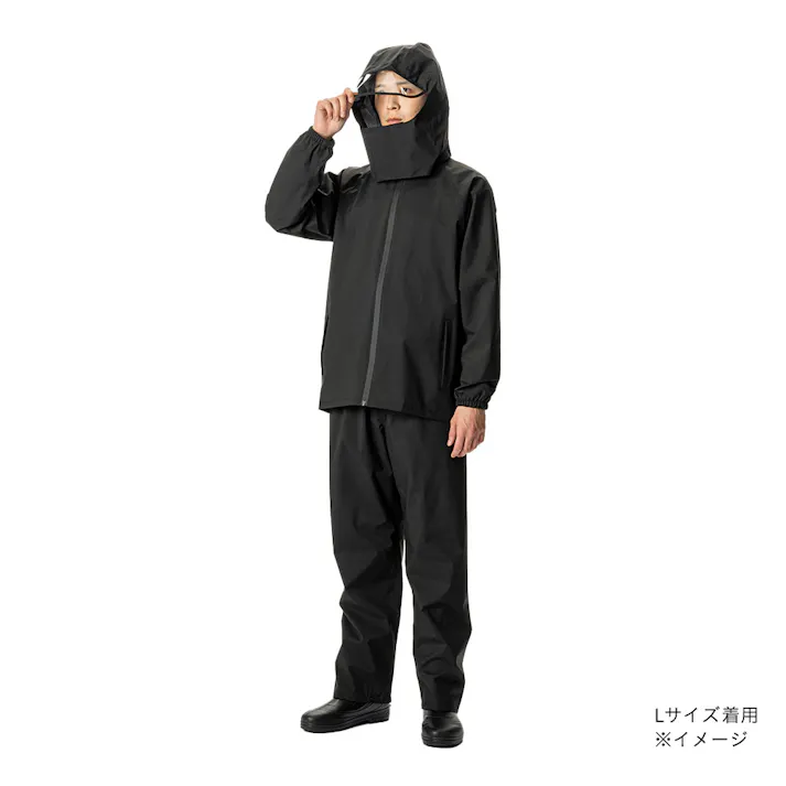 ムレにくいレインスーツ L ブラック