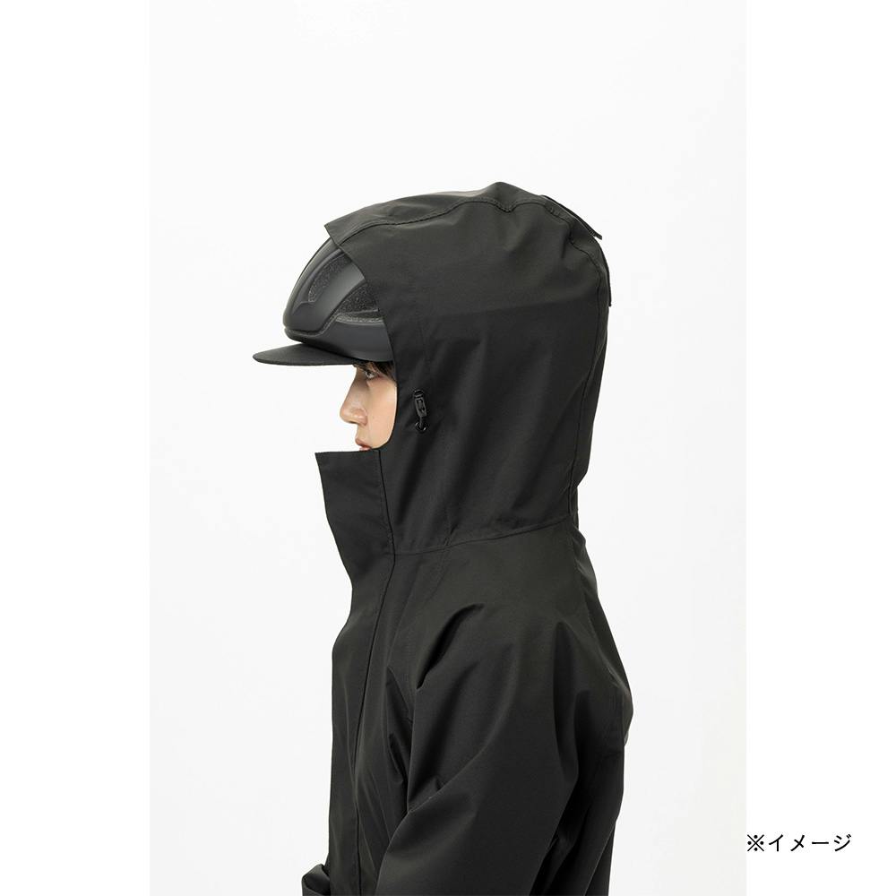 ヘルメット対応フード付きレインコート ブラック | 作業着・作業服
