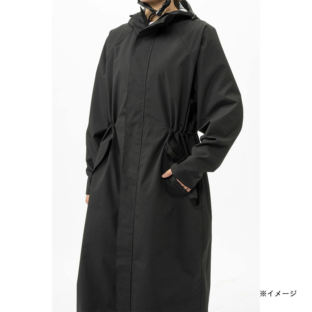 ヘルメット対応フード付きレインコート ブラック | 作業着・作業服