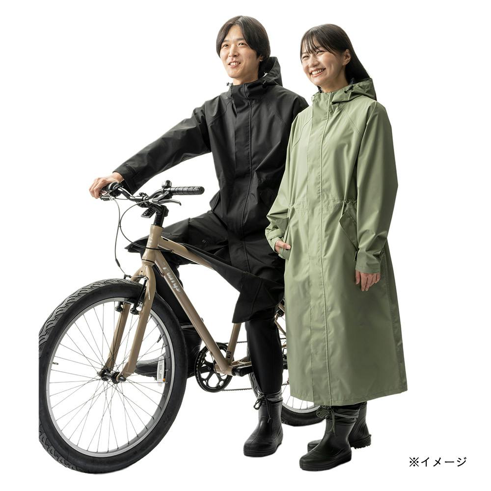 ヘルメット対応フード付きレインコート ブラック | 作業着・作業服