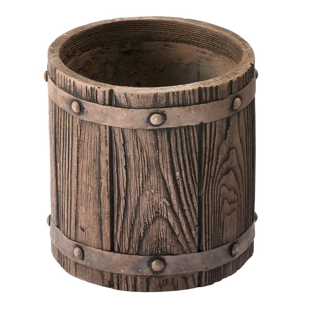 ファイバーセメント鉢 ウッド ライトブラウン S