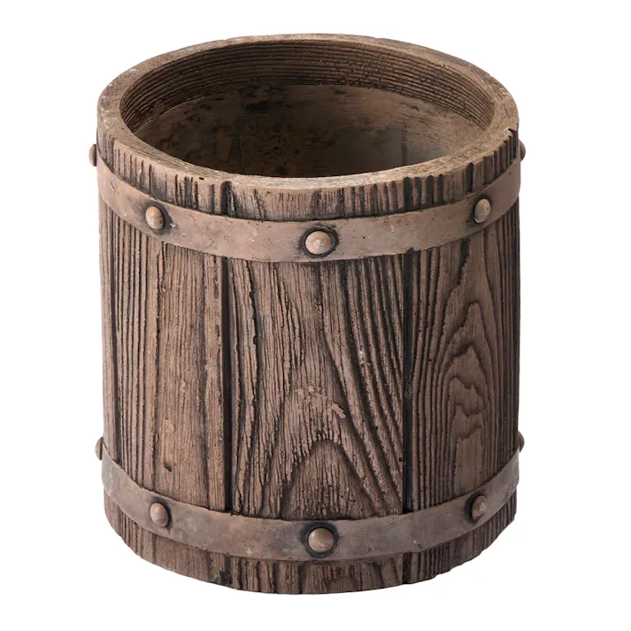 ファイバーセメント鉢 ウッド ライトブラウン S