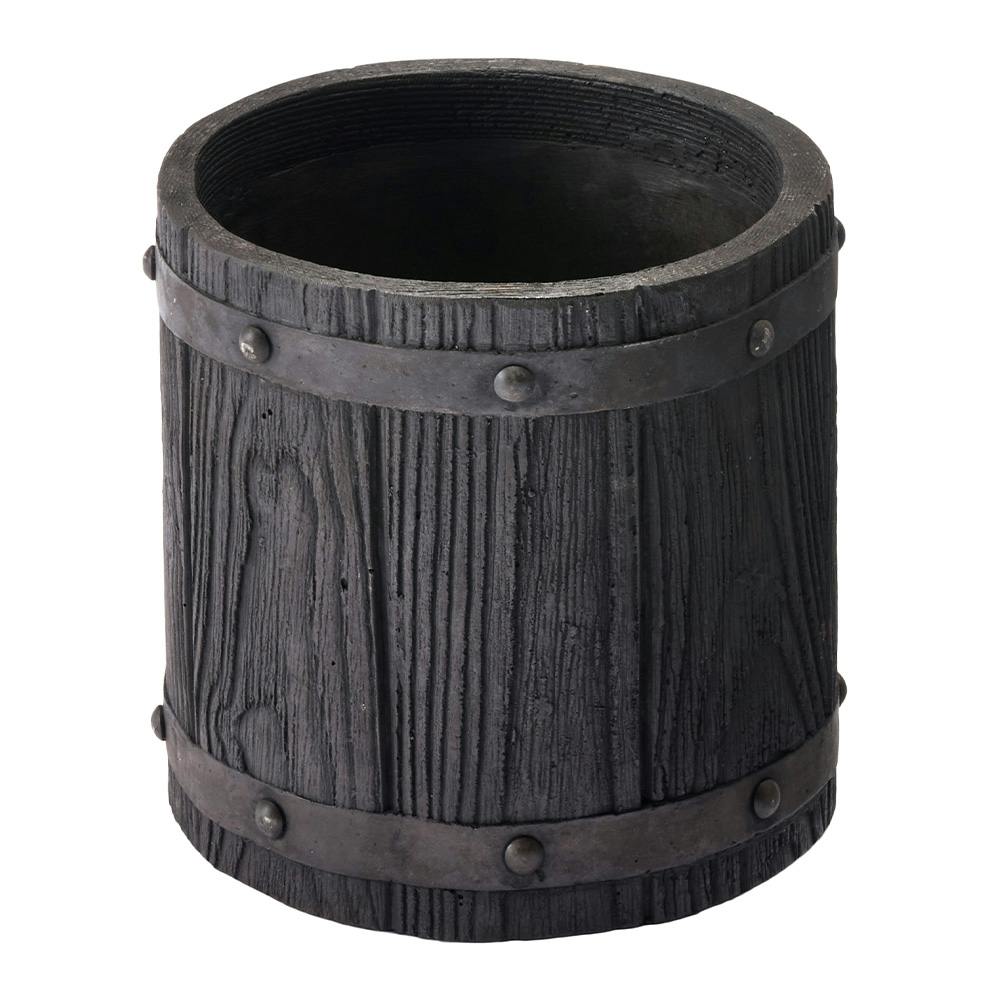 ファイバーセメント鉢 ウッド ダークブラウン S