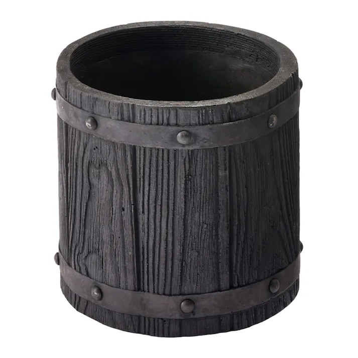 ファイバーセメント鉢 ウッド ダークブラウン S