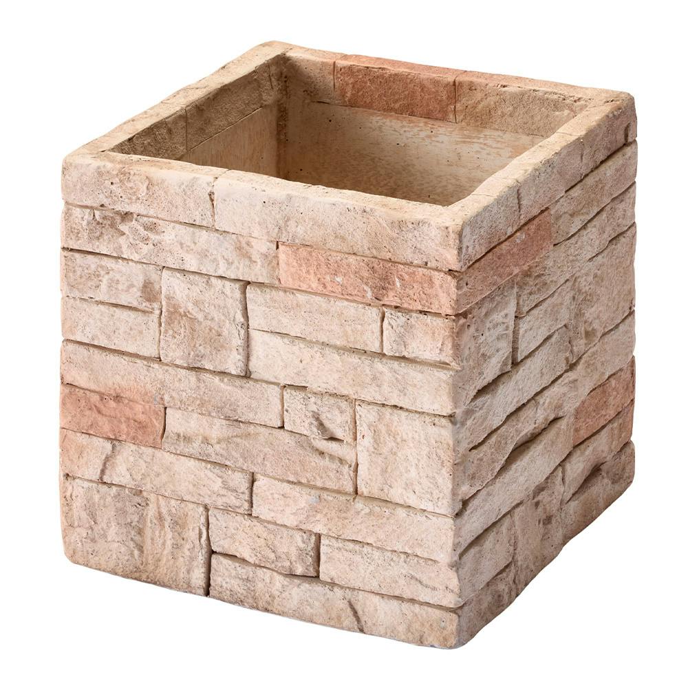 ファイバーセメント鉢 レンガ ホワイトピンク M