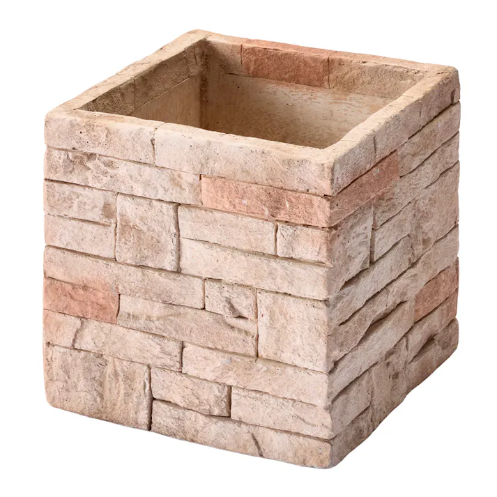 ファイバーセメント鉢 レンガ ホワイトピンク M