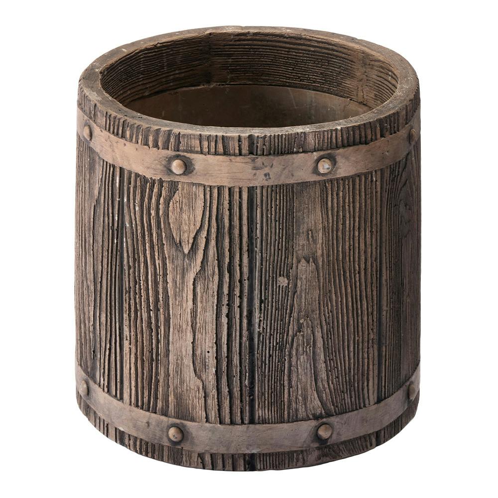 ファイバーセメント鉢 ウッド ライトブラウン M